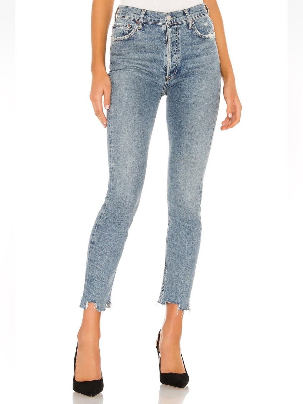 Agolde Nico High-Rise Ankle Slim Jeans in Rooted Wash